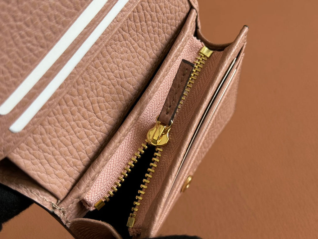 MARMONT BI-COLOUR CARD CASE WALLET 11 IN BEIGE EBONY GG CANVAS PINK CALFSKIN