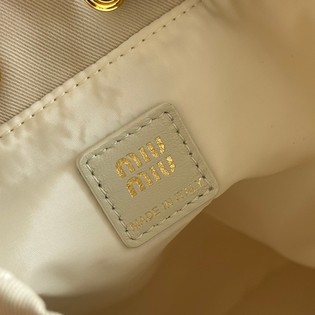 GABADINE POUCH 22.5 IN PLASTER WHITE CANVAS BROWN DRAWSTRING