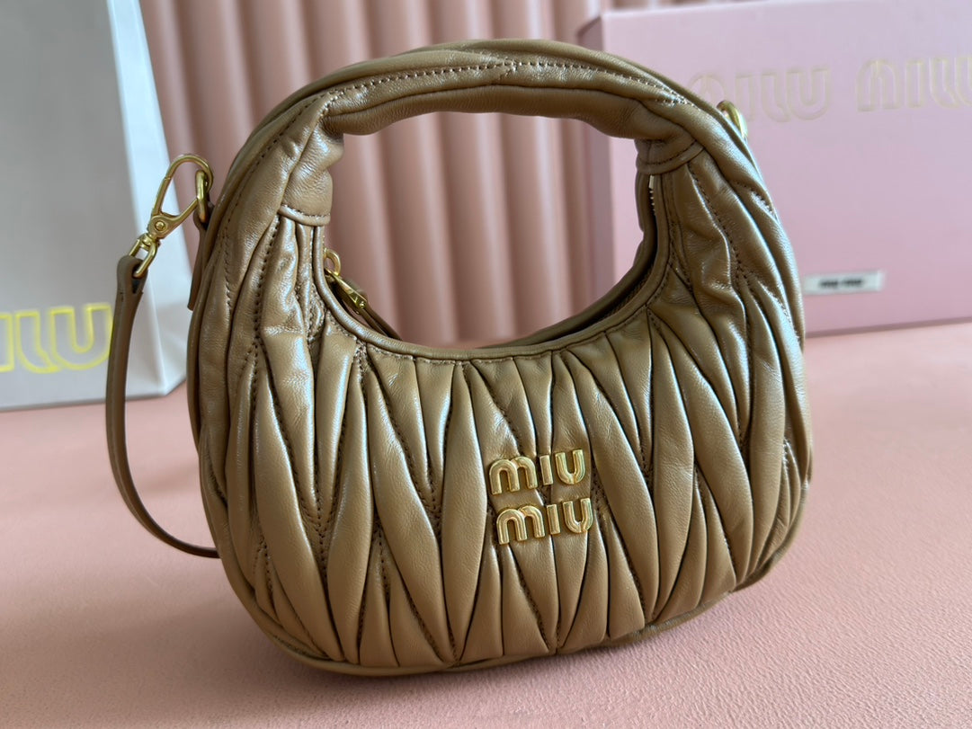 WANDER MATELASSÉ NAPPA MINI BAG 18 IN DARK BROWN LAMBSKIN