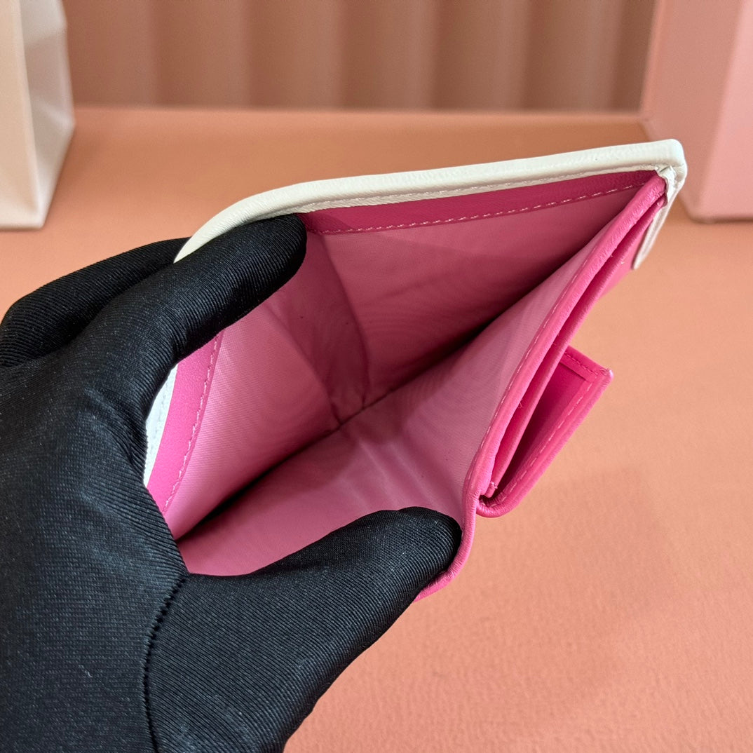 SMALL MATELASSÉ NAPPA LEATHER WALLET FUCHSIA