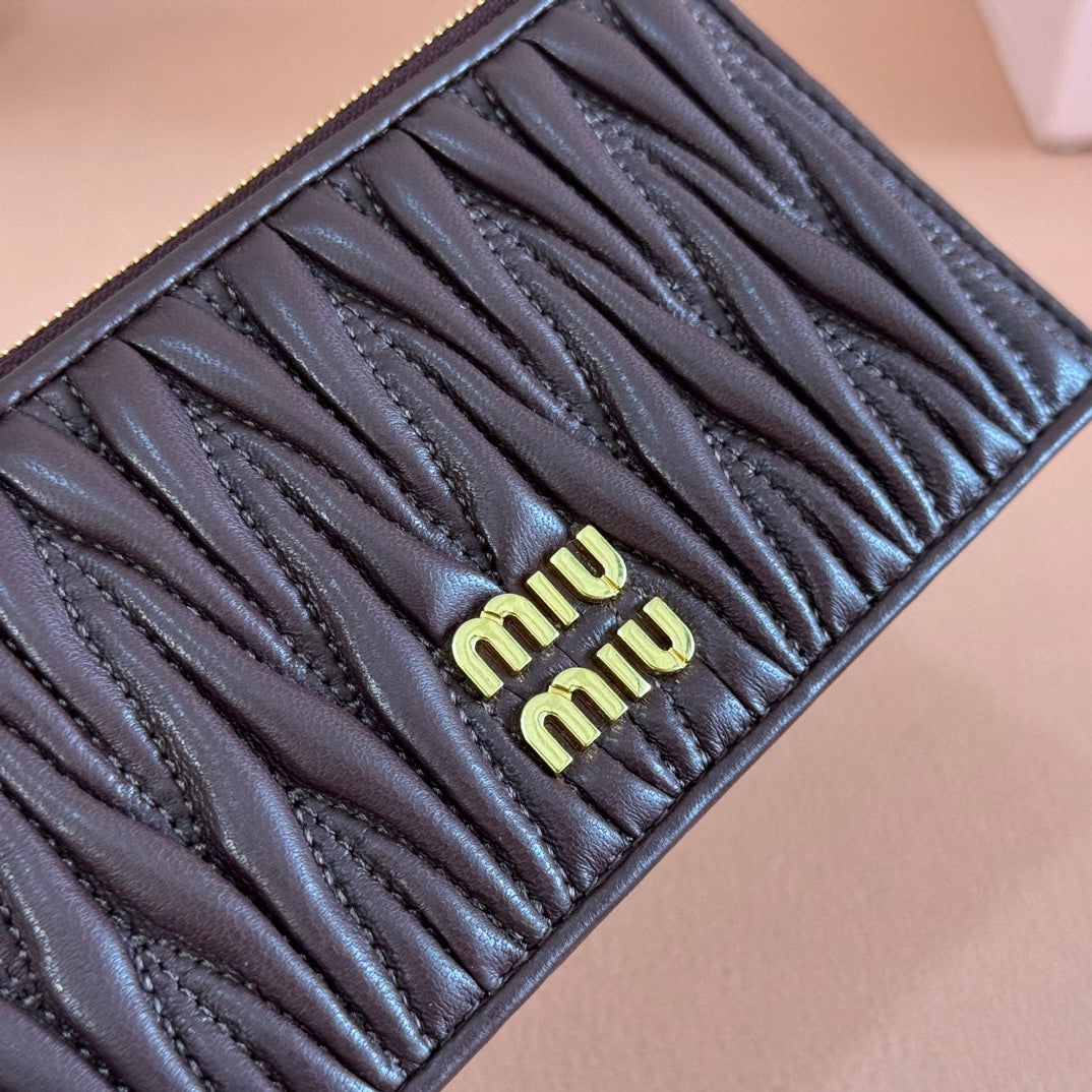 MATELASSÉ LEATHER ENVELOPE WALLET DARK BROWN