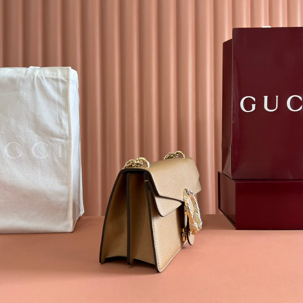 GUCCI 25S DIONYSUS WALLET 28 IN SAND BROWN CALFSKIN