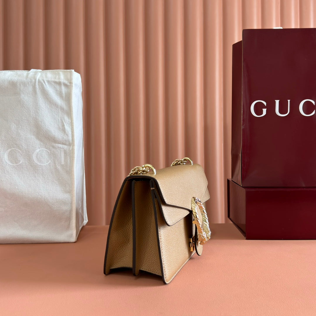 GUCCI 25S DIONYSUS WALLET 28 IN SAND BROWN CALFSKIN