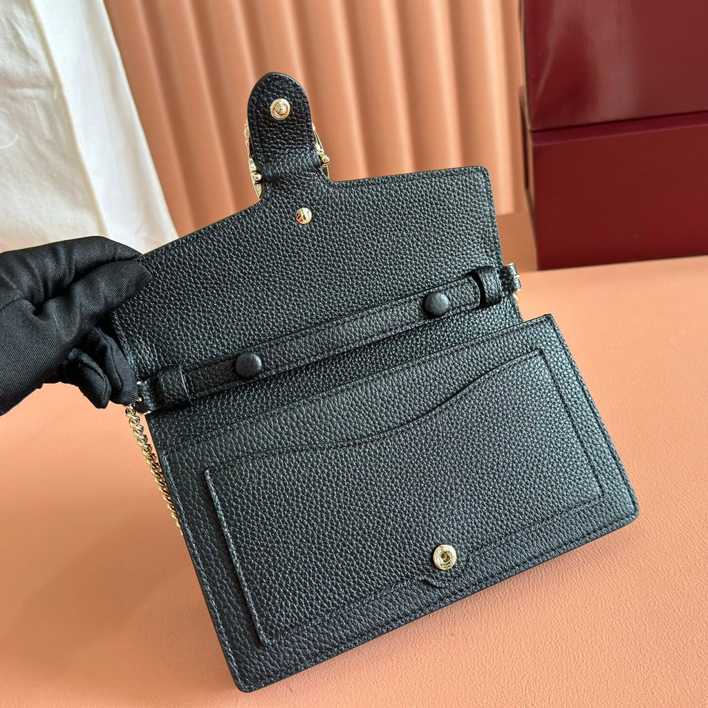 GUCCI 25S DIONYSUS WALLET ON CHAIN 20 IN BLACK CALFSKIN