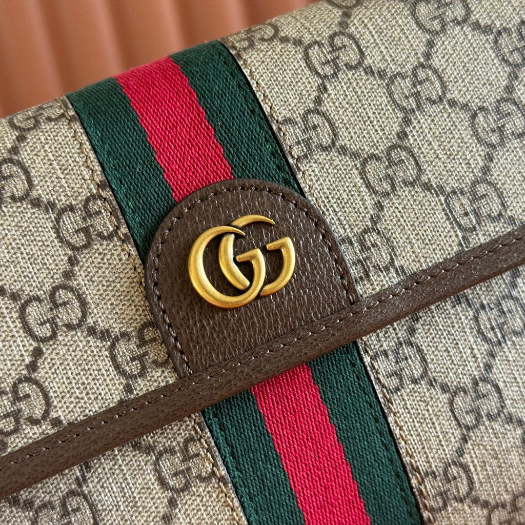 OPHIDIA BELT BAG 24 IN BEIGE AND DARK BROWN CANVAS