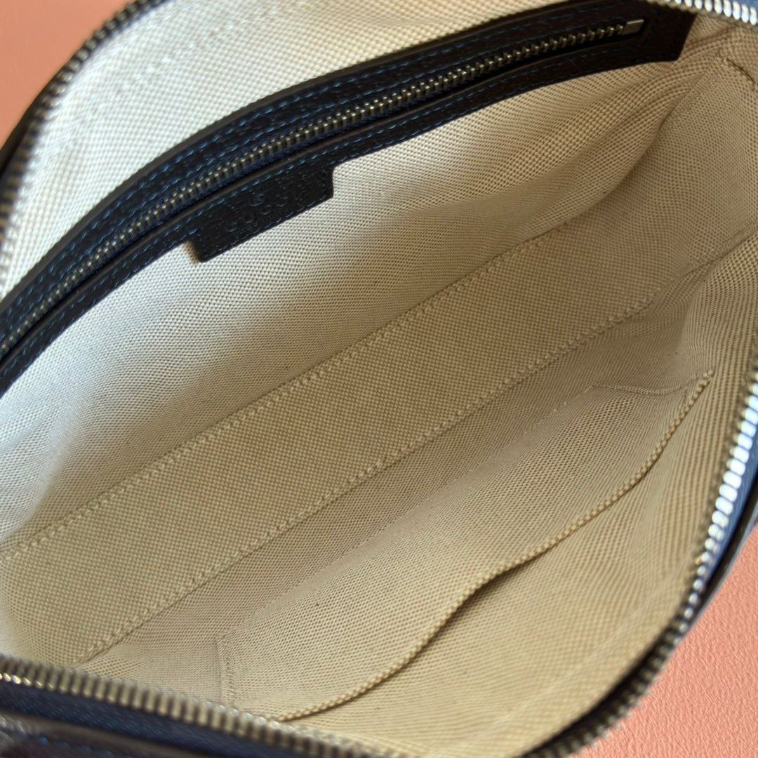 GUCCI OPHIDIA SMALL CROSSBODY BAG 24 NAVY BLUE MONOGRAM CANVAS