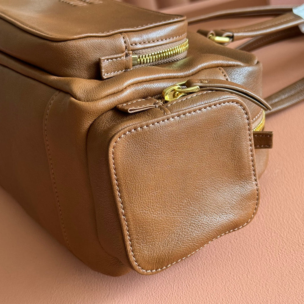 JOIE HAND BAG 32 IN TAWNY BROWN CALFSKIN