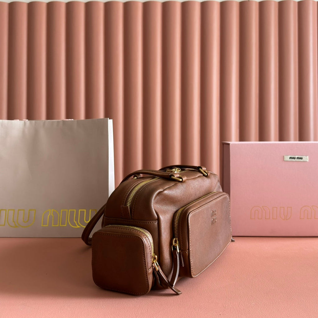 JOIE HAND BAG 32 IN TAWNY BROWN CALFSKIN