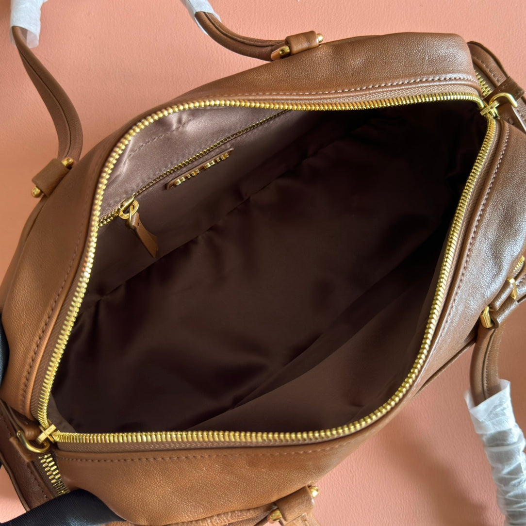 JOIE HAND BAG 32 IN TAWNY BROWN CALFSKIN