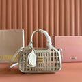 WOVEN HOLLOW BAG 24 IN WHITE CALFSKIN