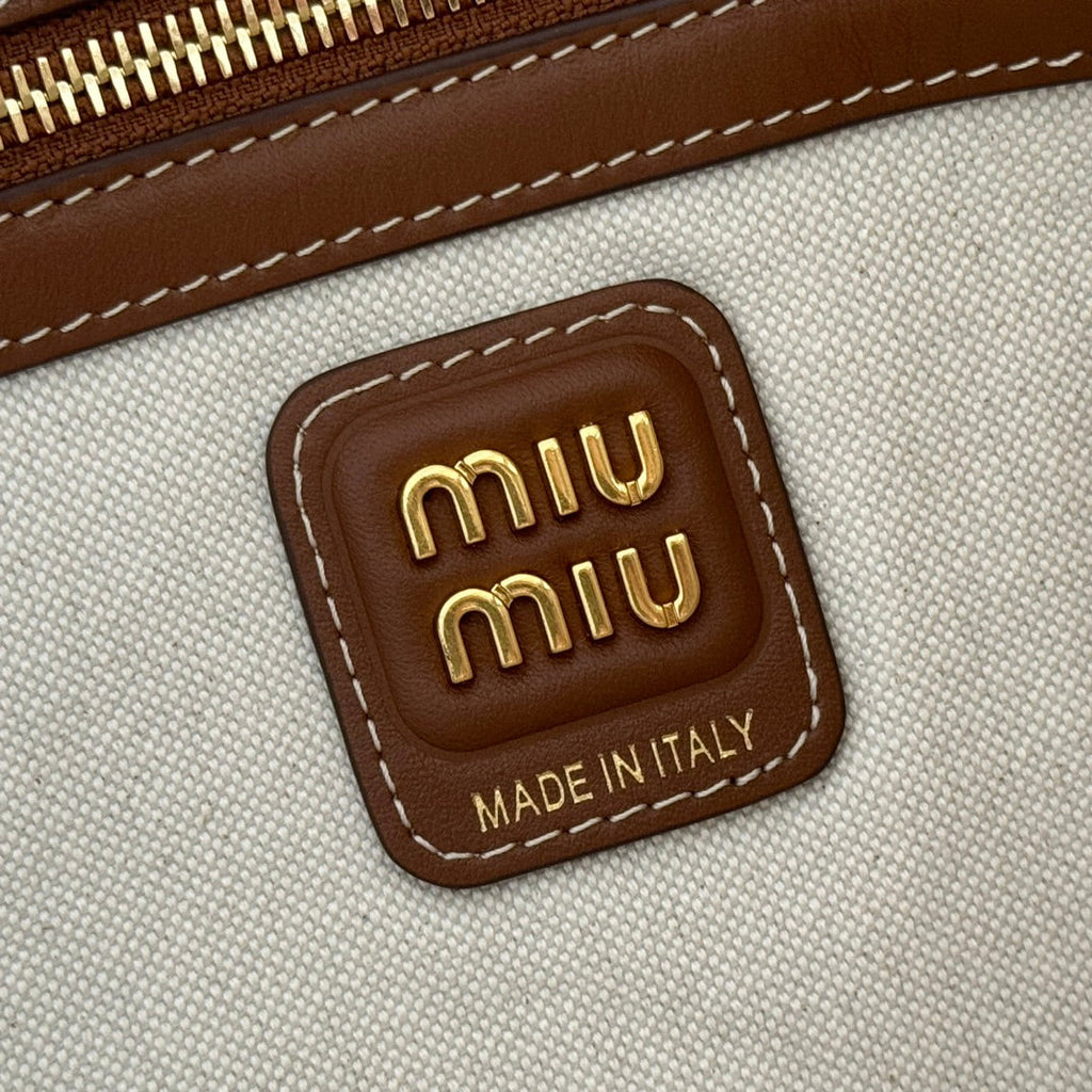 HOBO BAG 40 BROWN AND BEIGE STRIPED IN CANVAS