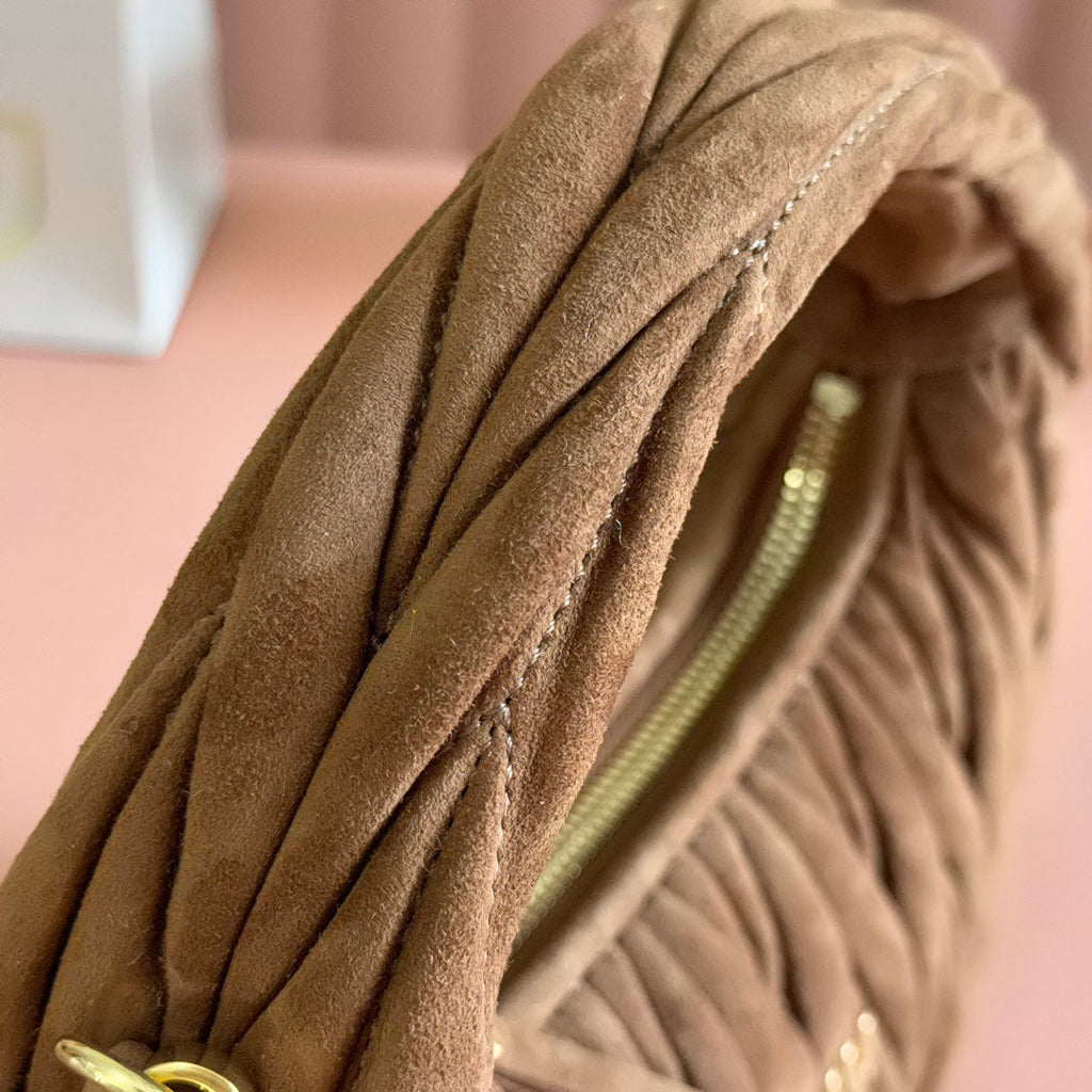 MIU MIU SUEDE HANDBAG 23 DARK BROWN