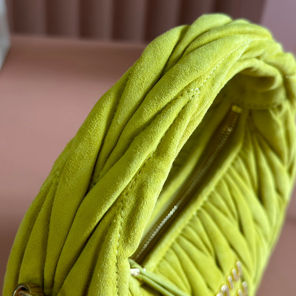 MIU MIU SUEDE HANDBAG 23 CHARTREUSE YELLOW