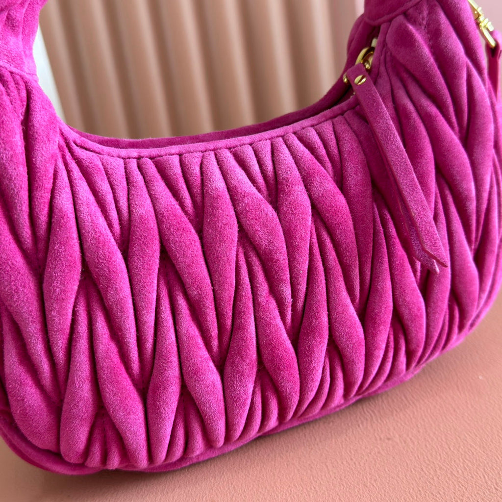 MIUMIU SUEDE HANDBAG 23 DEEP FUCHSIA
