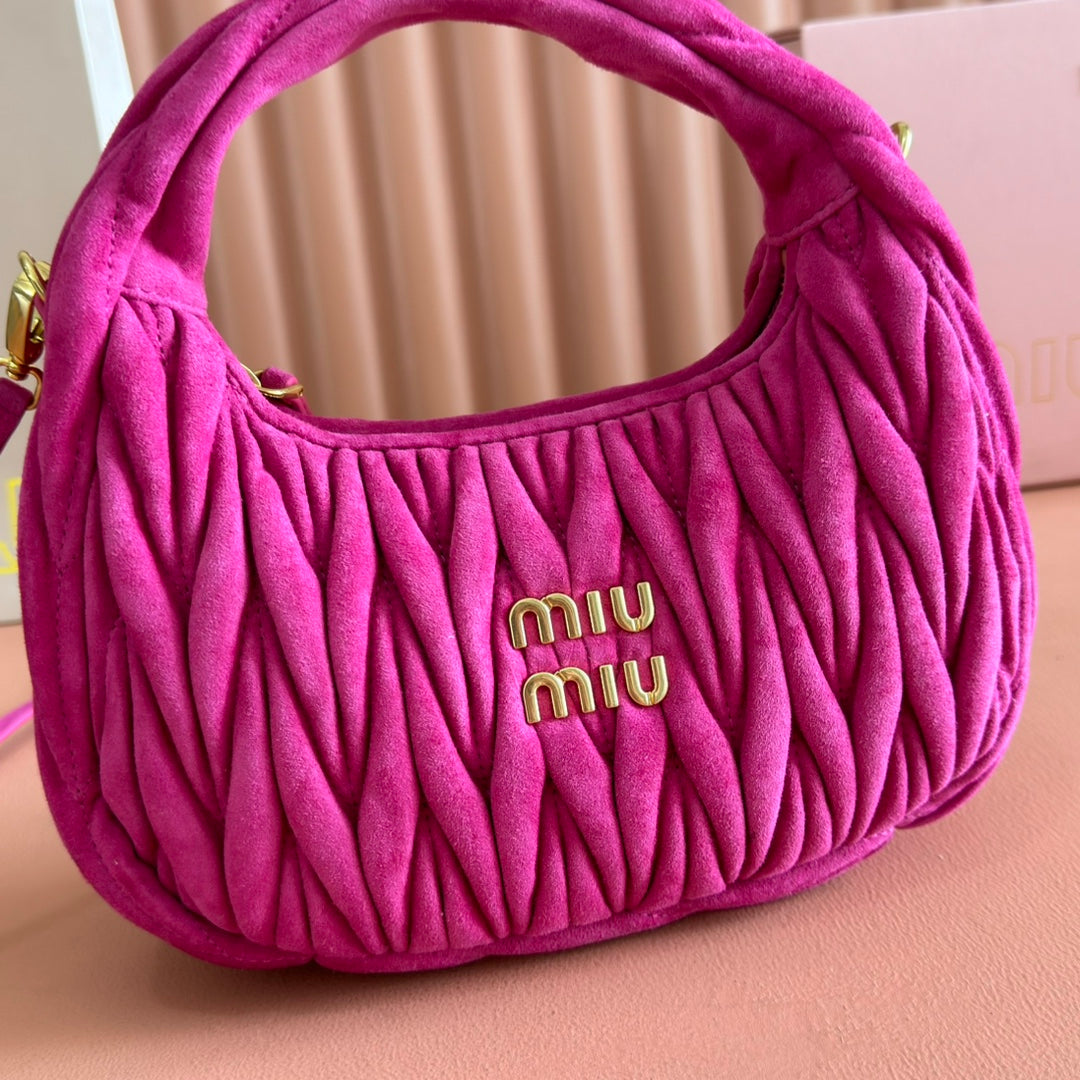 MIU MIU SUEDE HANDBAG 23 DEEP FUCHSIA