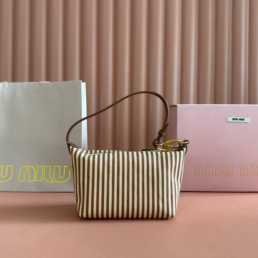 HOBO BAG 25 STRIPED WITH LOGO IN CANVAS GOLD HARDWARE