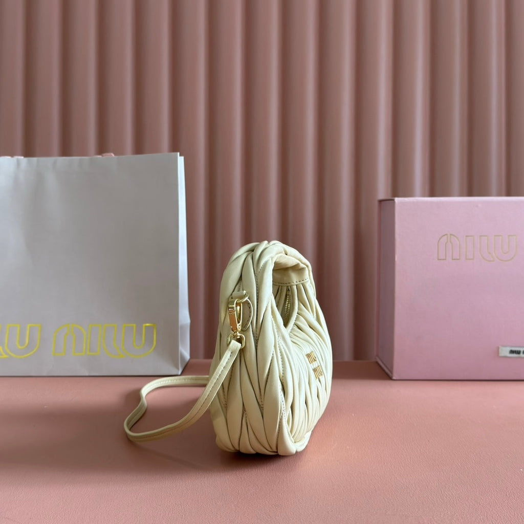 WANDER MATELASSÉ NAPPA MINI BAG 18 IN LIGHT OLIVE GRAY LAMBSKIN