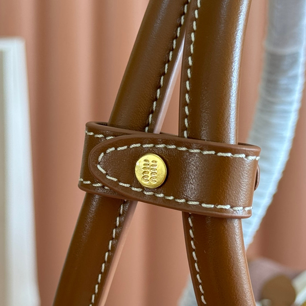 BEAU BAG 34 DENIM BEAU WITH BROWN STRIPES IN CANVAS AND CALFSKIN