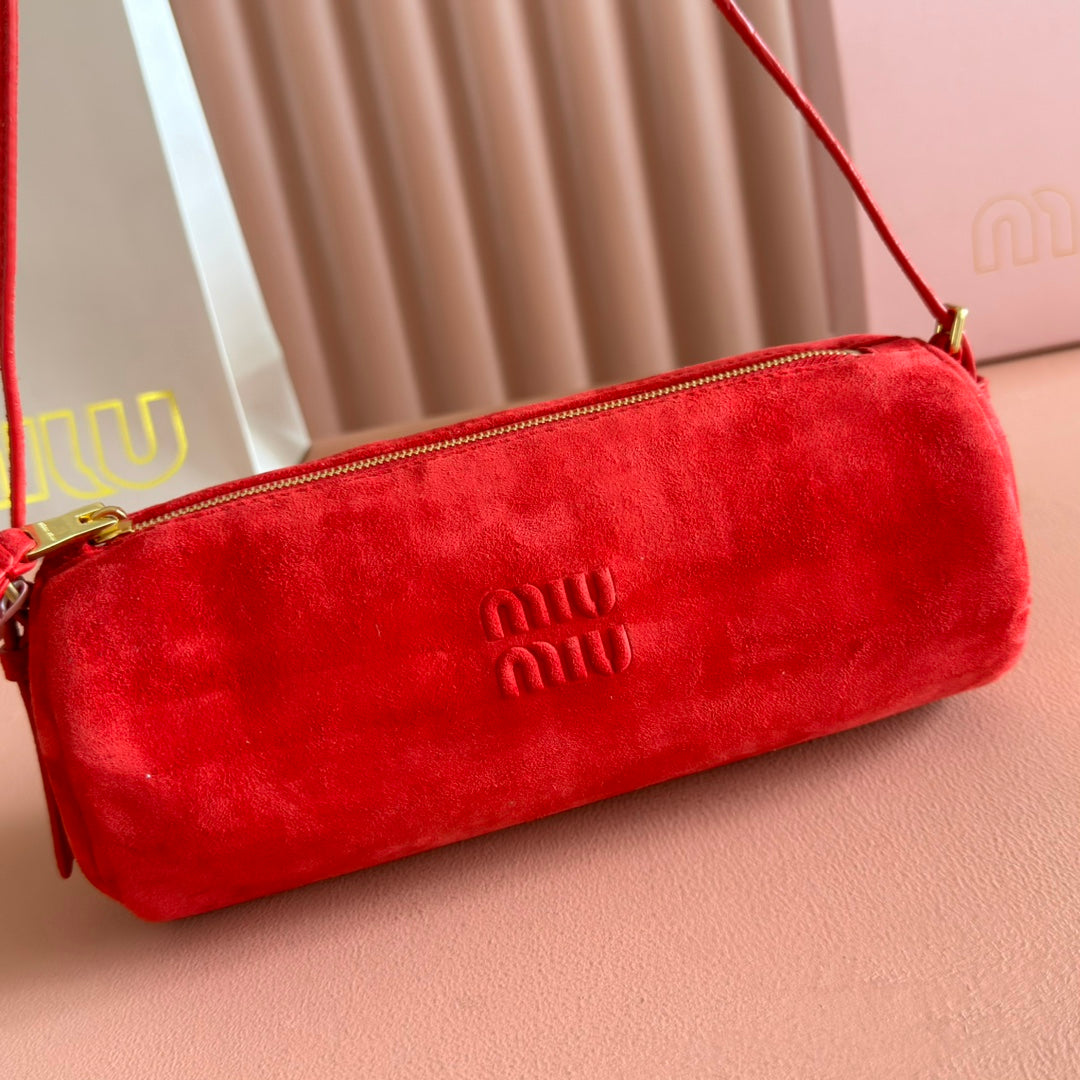 SUEDE BAG 22 RED GOLD HARDWARE