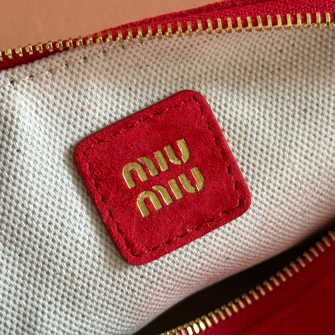 SUEDE BAG 22 RED GOLD HARDWARE