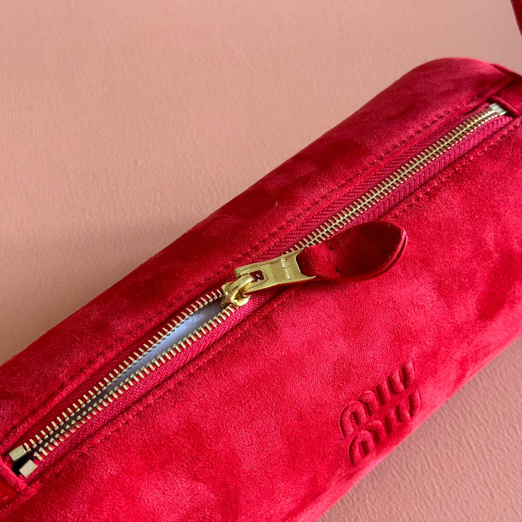 SUEDE BAG 22 RED GOLD HARDWARE