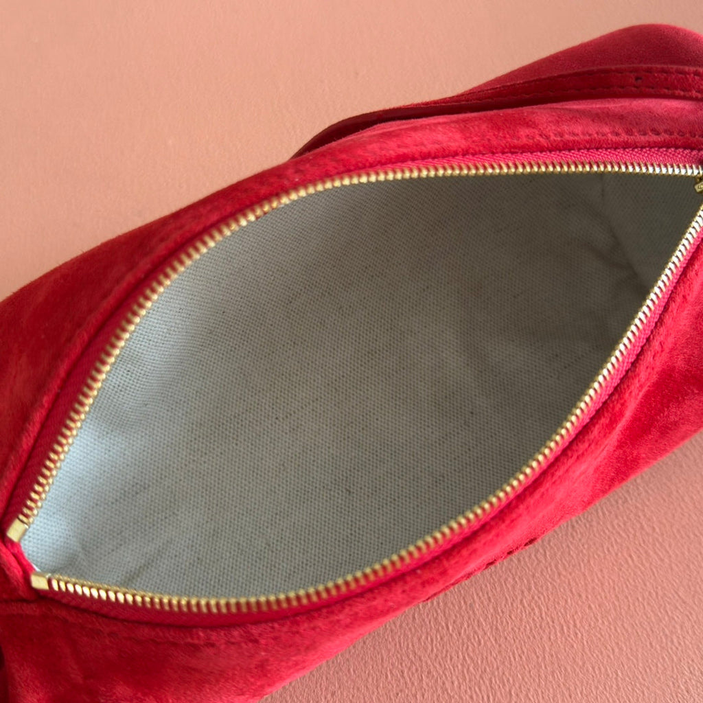 SUEDE BAG 22 RED GOLD HARDWARE