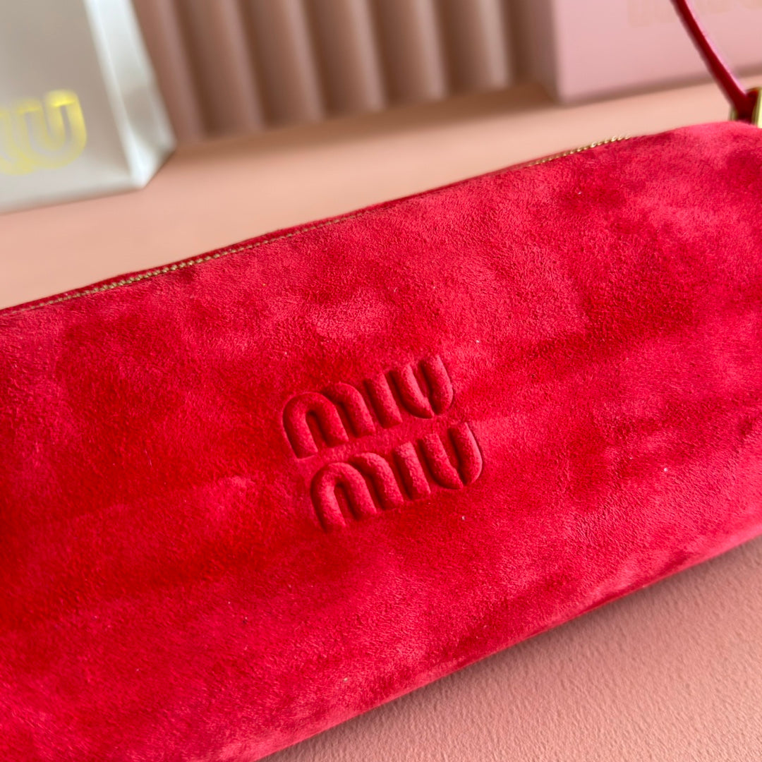 SUEDE BAG 22 RED GOLD HARDWARE