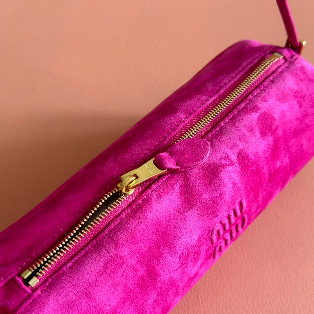 SUEDE BAG 22 FUCHSIA GOLD HARDWARE