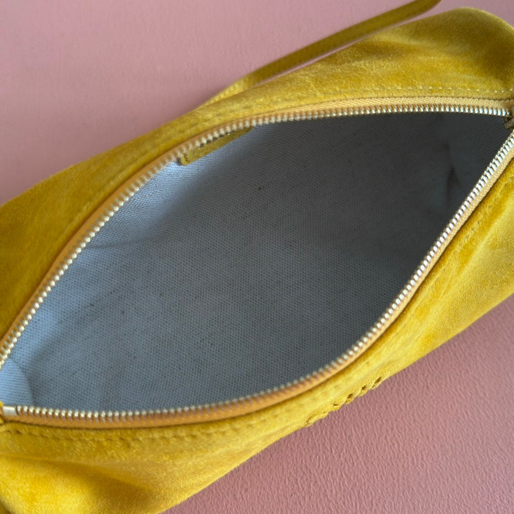 SUEDE BAG 22 MUSTARD YELLOW GOLD HARDWARE