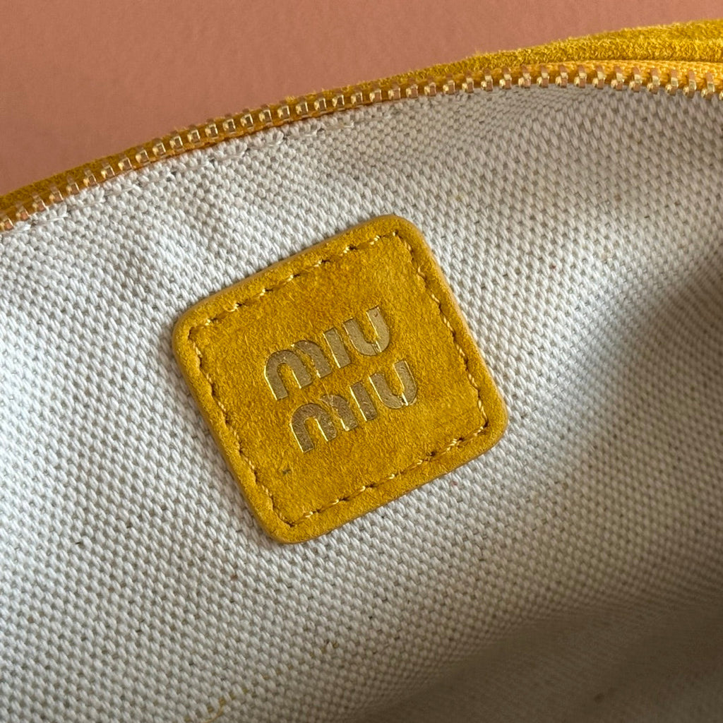 SUEDE BAG 22 MUSTARD YELLOW GOLD HARDWARE