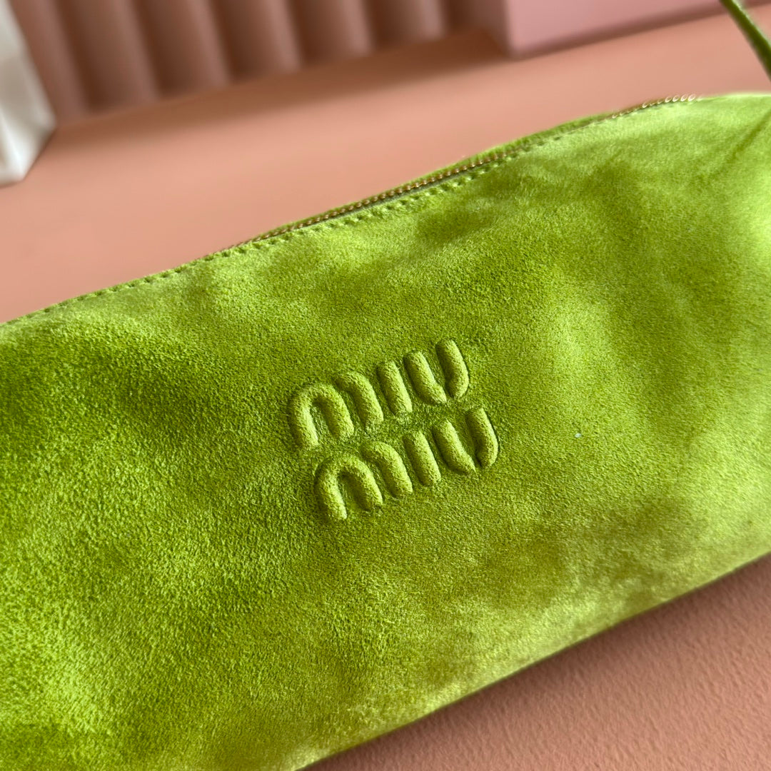 SUEDE BAG 22 BRIGHT LIME GREEN GOLD HARDWARE