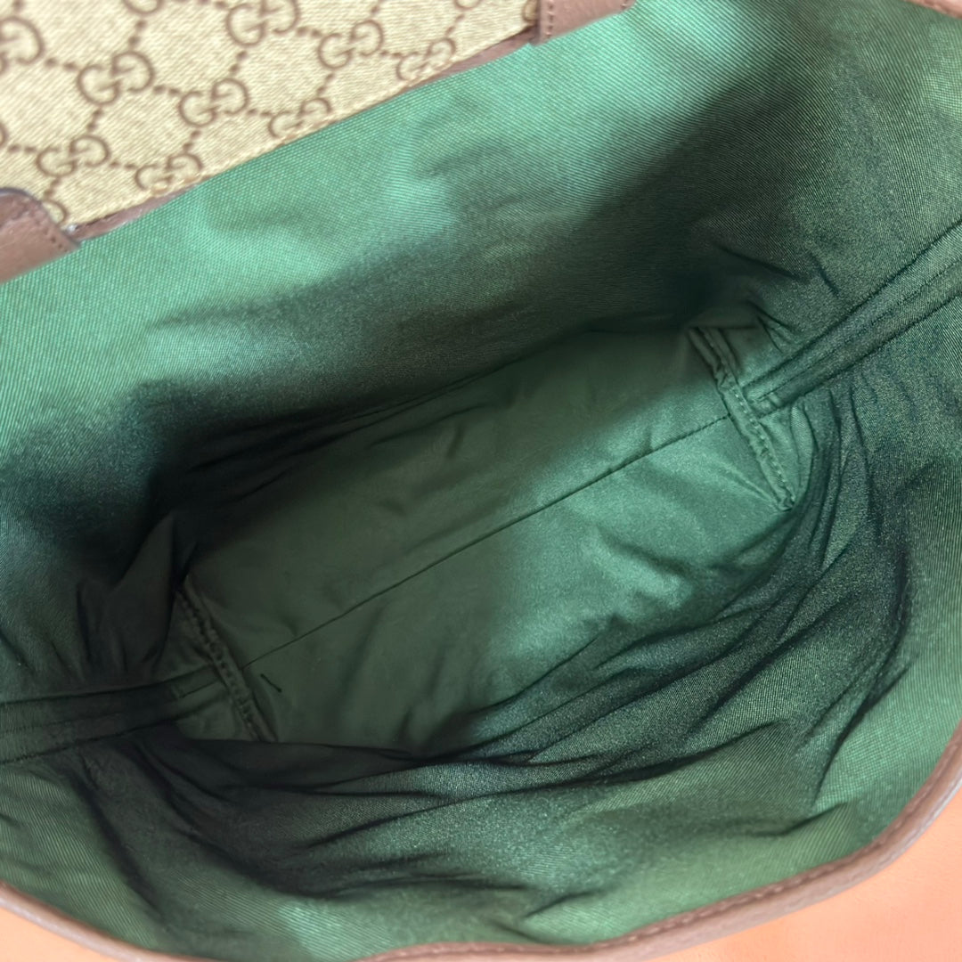 GUCCI 25S TOTE BAG 36 CM IN DARK BROWN MIX BEIGE LAMBSKIN WITH GOLD HARDWARE