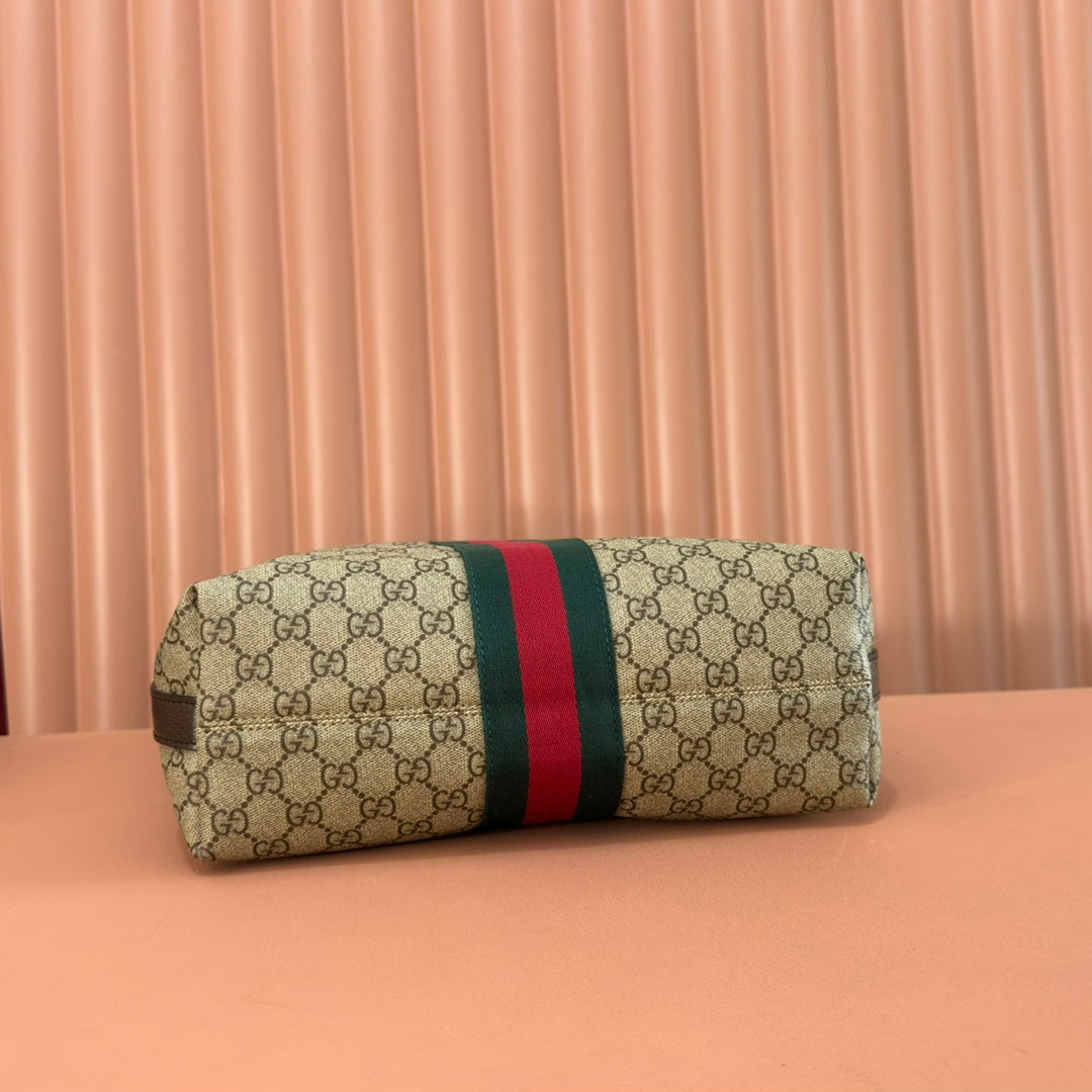 GUCCI 25S TOTE BAG 36 CM IN DARK BROWN MIX BEIGE LAMBSKIN WITH GOLD HARDWARE