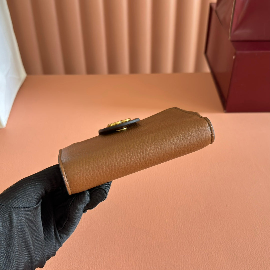 GG 25S MARMONT WALLET 13 IN BROWN CALFSKIN GOLD HARDWARE