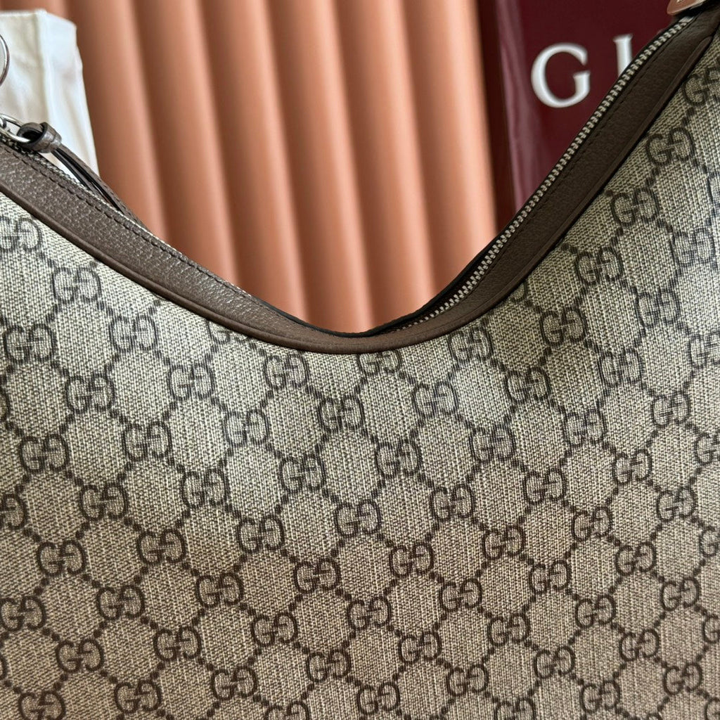 GUCCI 25S ATTACHE SHOULDER BAG 35 CM IN DARK BEIGE MIX BROWN CALFSKIN