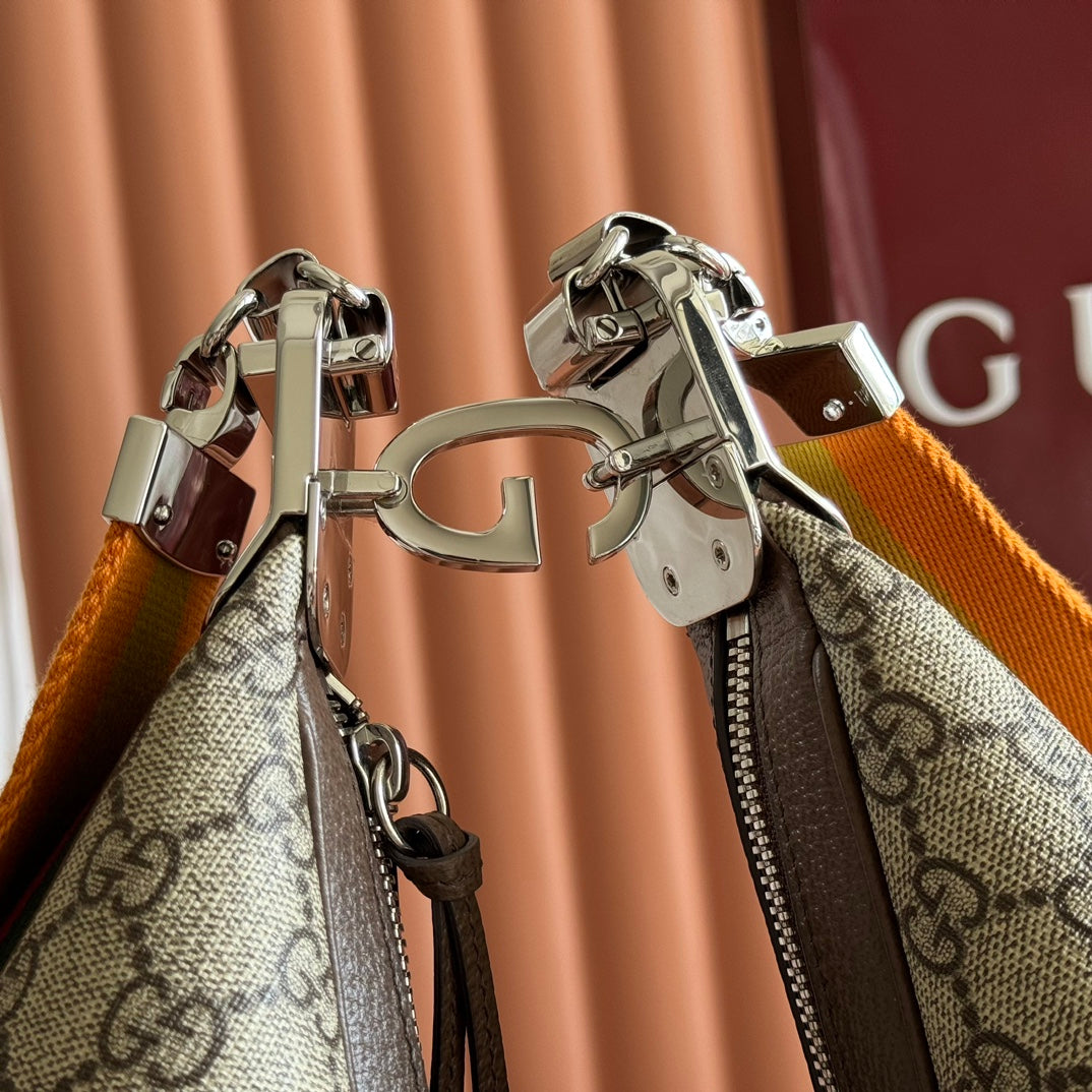 GUCCI 25S ATTACHE SHOULDER BAG 35 CM IN DARK BEIGE MIX BROWN CALFSKIN