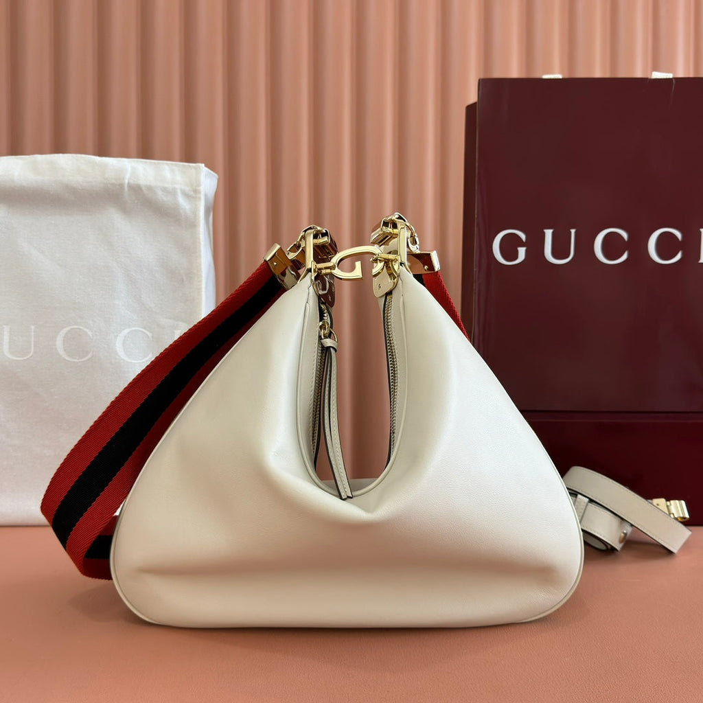 GUCCI 25S ATTACHE SHOULDER BAG 35 CM IN CREAM WHITE CALFSKIN