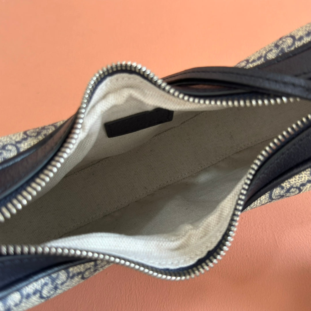 GUCCI 25S ATTACHE SHOULDER BAG 23 CM IN DARK BEIGE MIX BLACK CALFSKIN