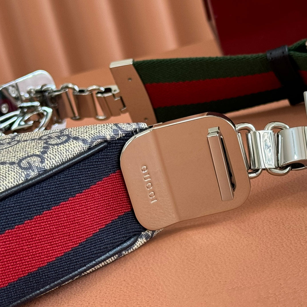 GUCCI 25S ATTACHE SHOULDER BAG 23 CM IN DARK BEIGE MIX BLACK CALFSKIN