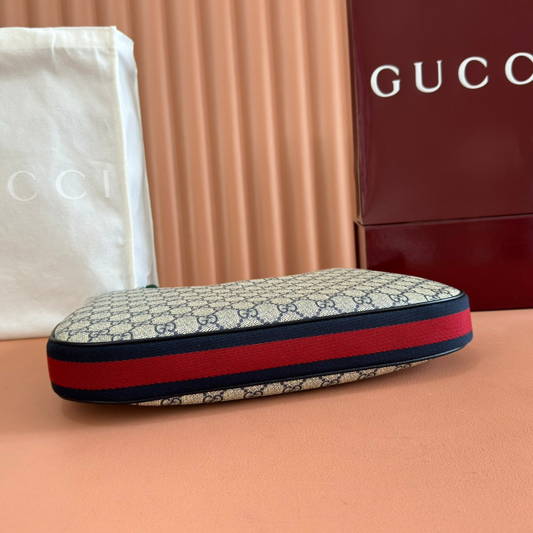 GUCCI 25S ATTACHE SHOULDER BAG 35 CM IN DARK BEIGE MIX BLACK CALFSKIN