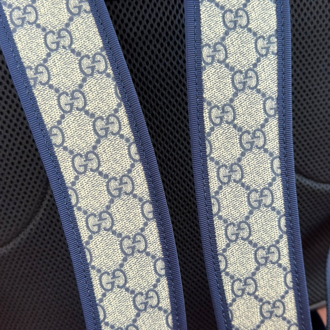 GUCCI 25S OPHIDIA MEDIUM BACKPACK 40 CM IN BEIGE MIX BLACK CALFSKIN