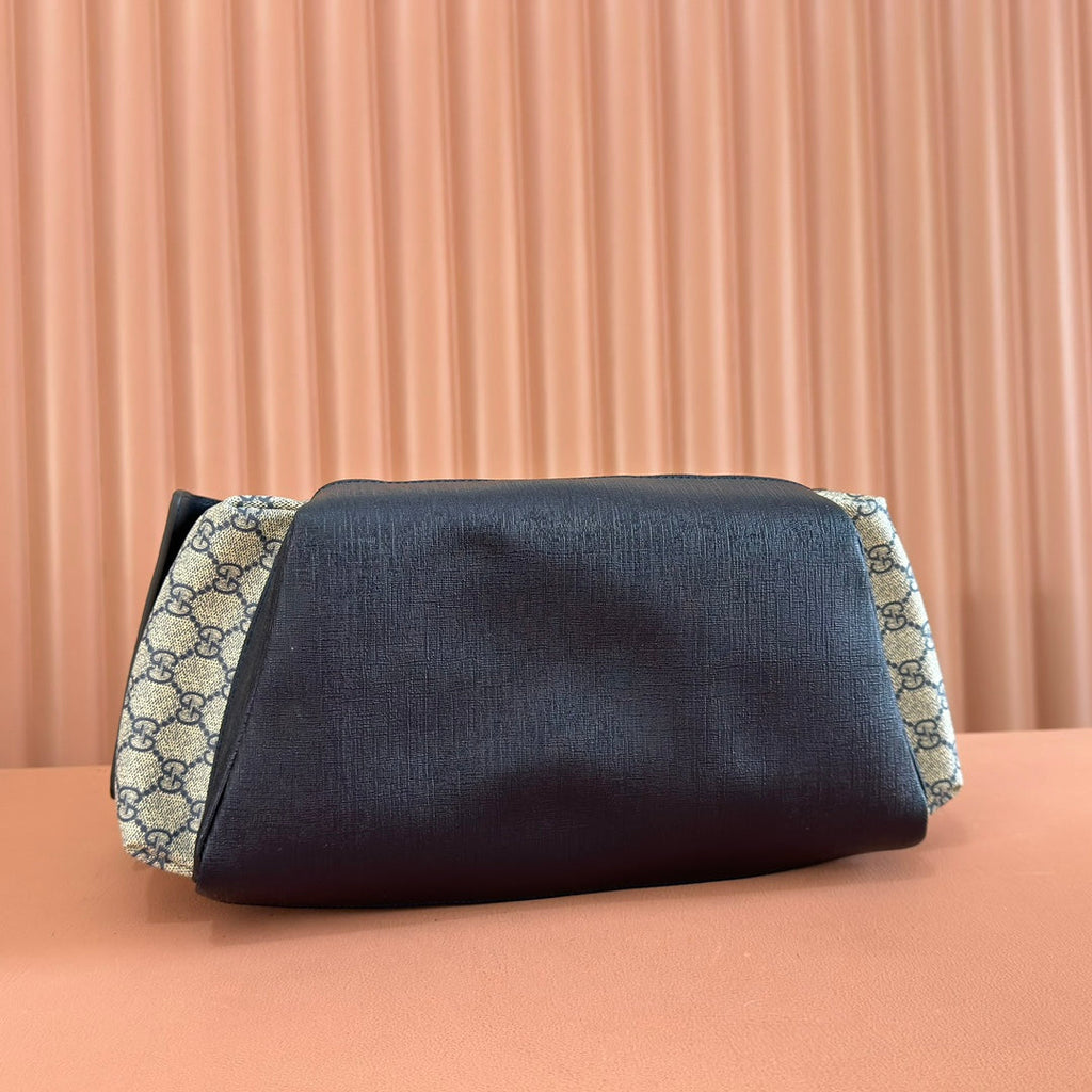 GUCCI 25S OPHIDIA MEDIUM BACKPACK 40 CM IN BEIGE MIX BLACK CALFSKIN