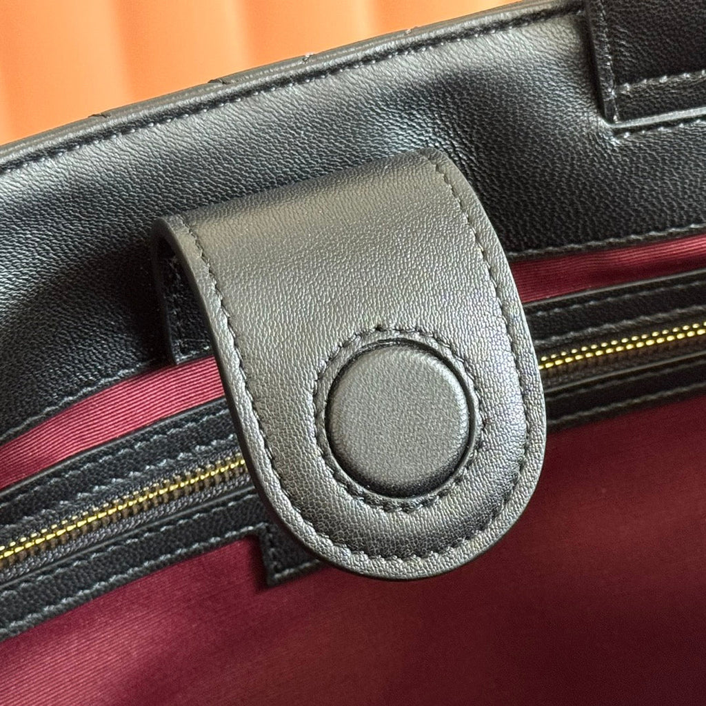 GUCCI 25S SMALL TOTE BAG 39 CM IN BLACK CALFSKIN WITH GOLD HARDWARE