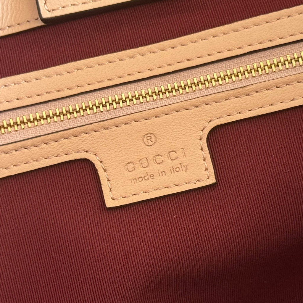 GUCCI 25S SMALL TOTE BAG 39 CM IN NUDE PINK CALFSKIN WITH GOLD HARDWARE