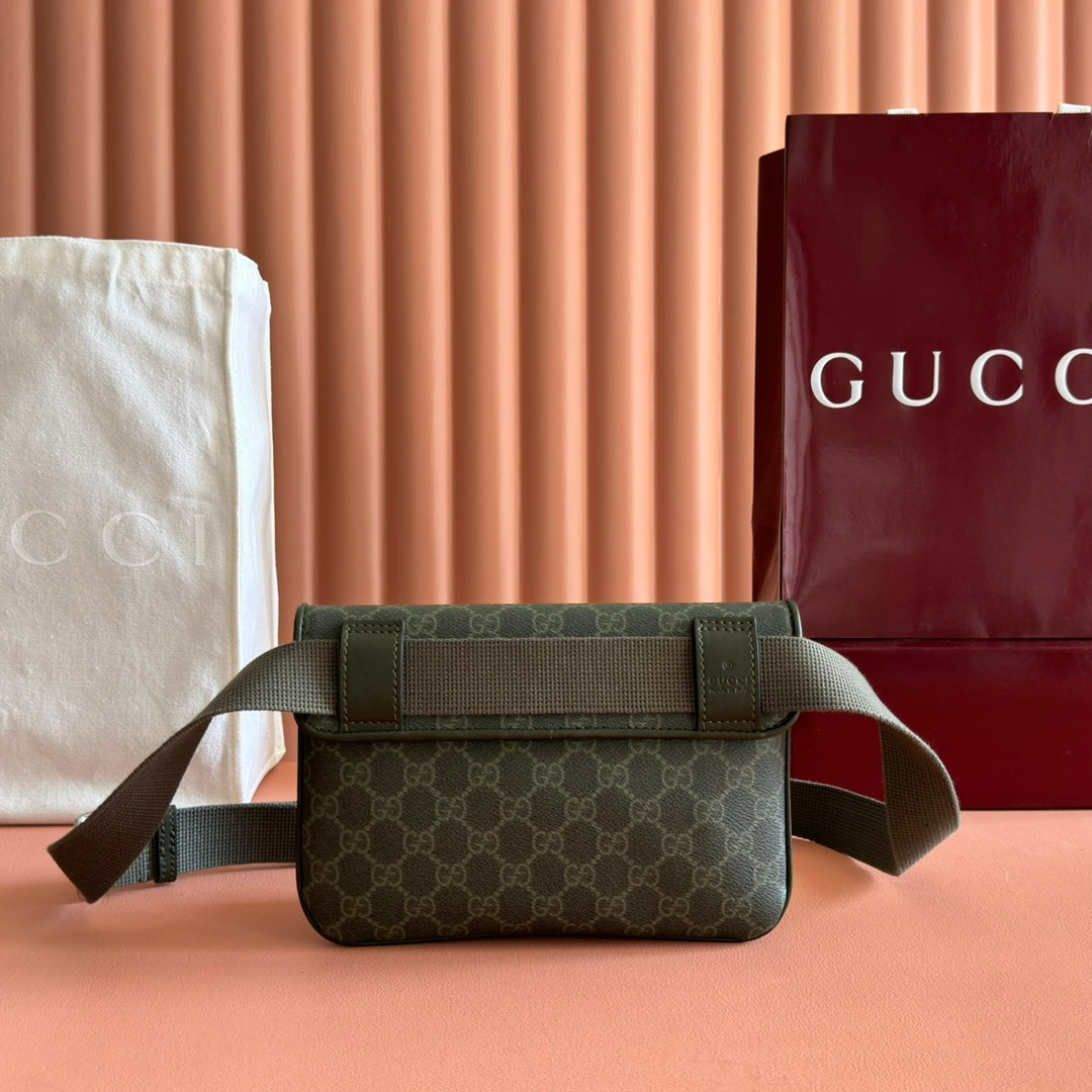 GUCCI 25S WAIST BAG 24 CM IN MOSS GREEN CALFSKIN