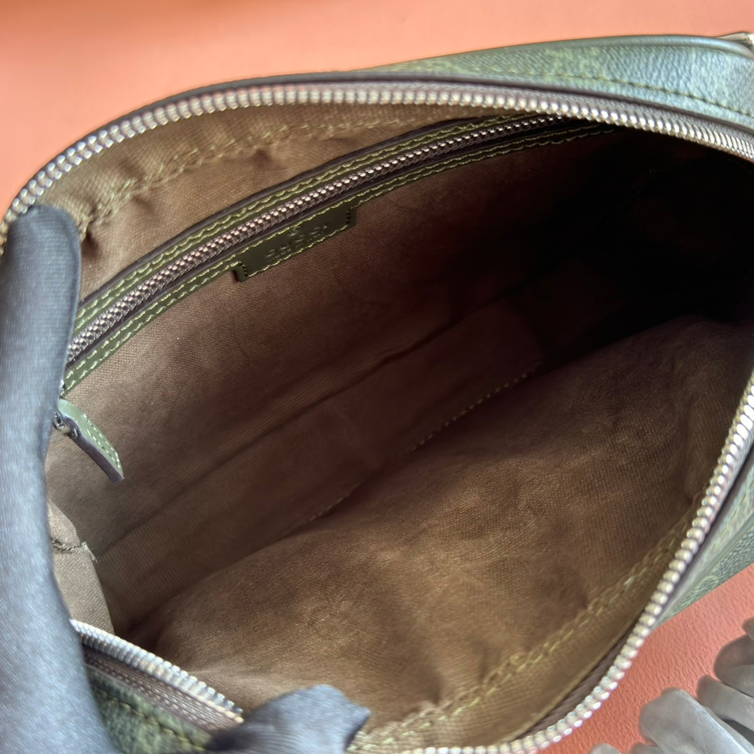 GUCCI 25S SHOULDER CROSSBODY BAG 23 CM IN MOSS GREEN CALFSKIN