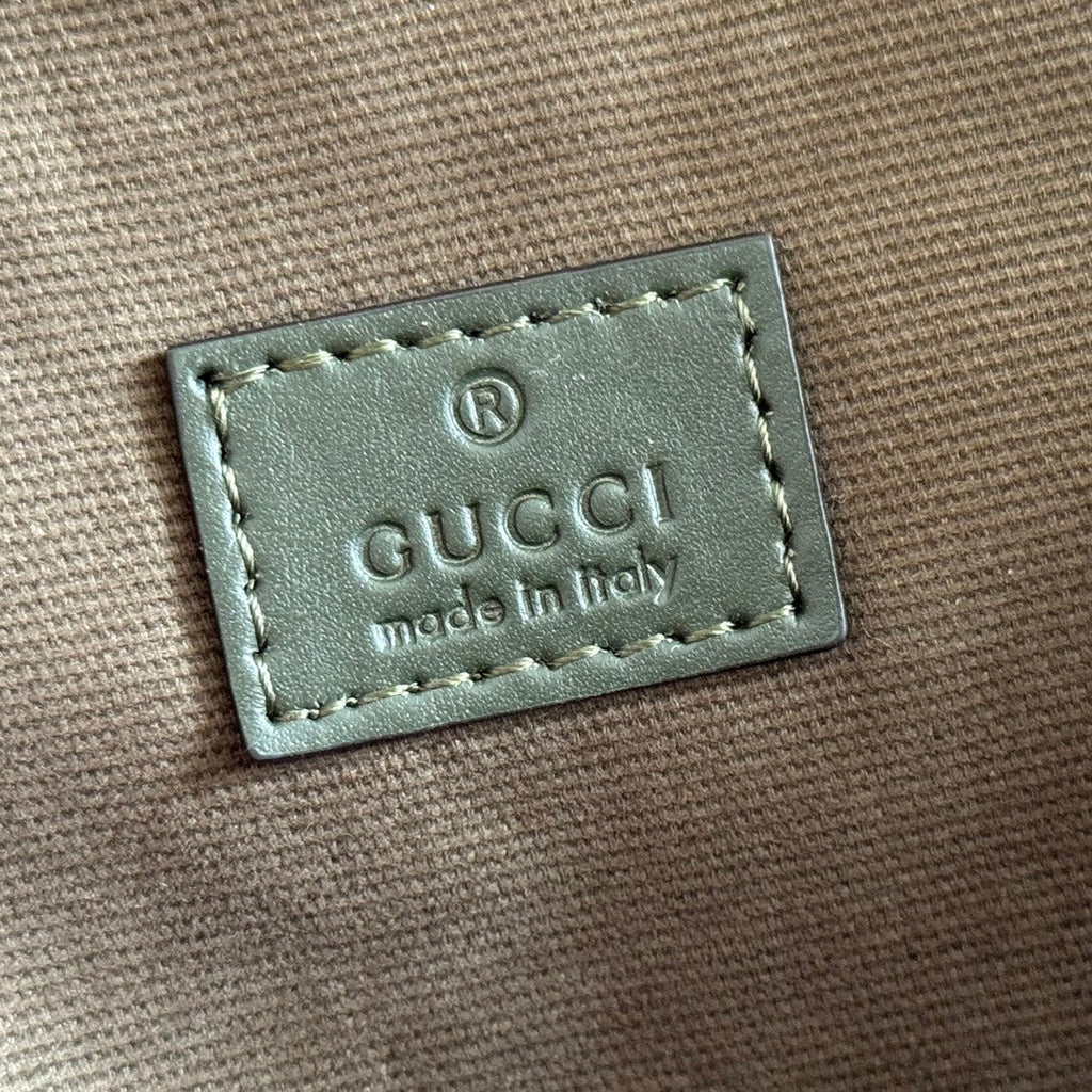 GUCCI 25S SHOULDER CROSSBODY BAG 18 CM IN MOSS GREEN CALFSKIN