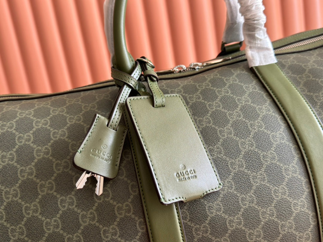 GUCCI 25S OPHIDIA MEDIUM BAG 52 CM IN MOSS GREEN CALFSKIN