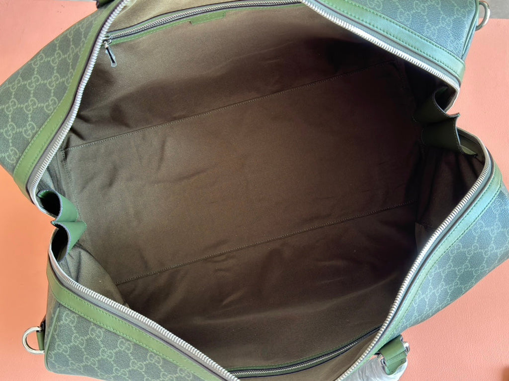 GUCCI 25S OPHIDIA MEDIUM BAG 52 CM IN MOSS GREEN CALFSKIN