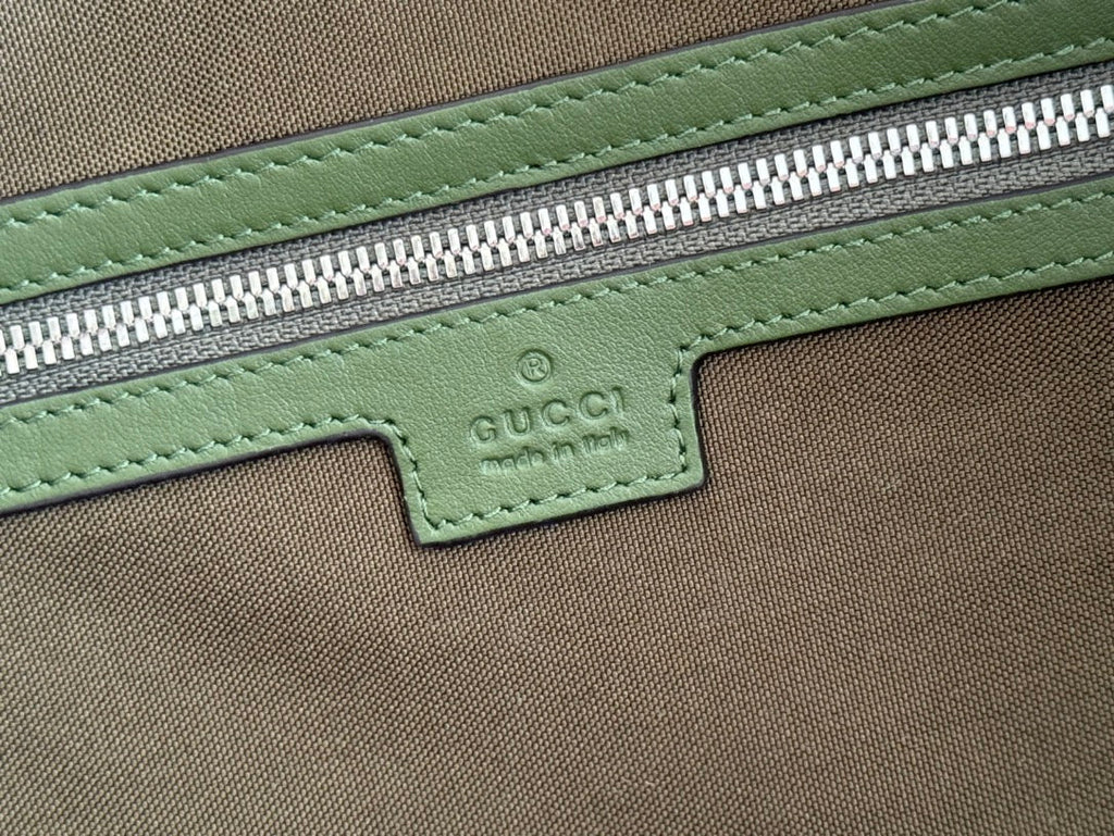 GUCCI 25S OPHIDIA MEDIUM BAG 52 CM IN MOSS GREEN CALFSKIN